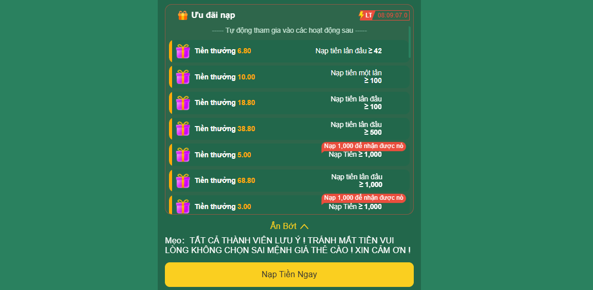 Hướng Dẫn Nạp Tiền EV88 Cực Nhanh, An Toàn 1 Ưu đãi khi nạp tiền EV88 lần đầu cho người chơi mới